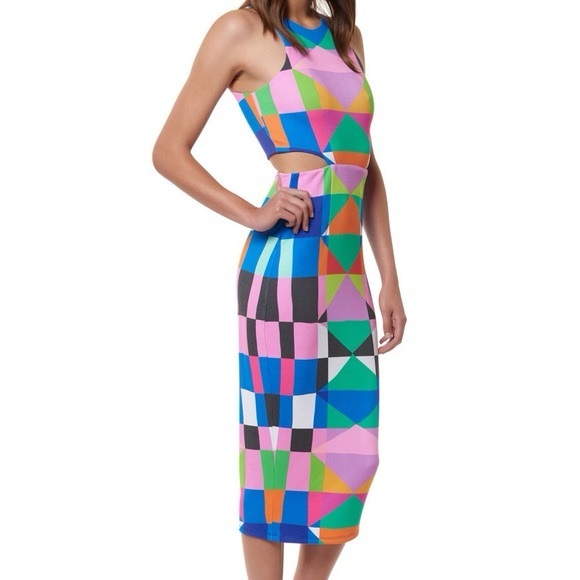 Mara Hoffman Geometric Rainbow Cut Out Midi Dress - Size Small - Picture 2 of 8